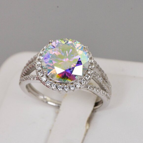 Certified Moissanite Diamond 5 CT Moonstone Engagement Ring - Picture 2 of 7